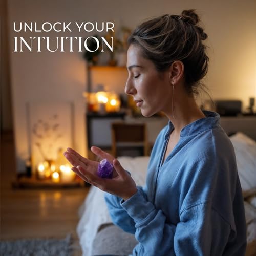Anima Amethyst Crystal - Large 1.6-2" Deep Purple Natural Raw Amethyst Stone for Peace, Clarity, Sleep & Intuition - Ethically Sourced, Presented in Elegant Gift Box
