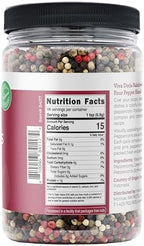 Viva Doria Rainbow Blend Peppercorn, Steam Sterilized Whole Black/Green Pepper, Whole Pink/White Pepper, 16 Oz, For Grinder Refills