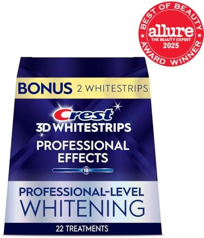 Crest 3D Whitestrips Professional Effects – Teeth Whitening Kit, 22 Treatments (20 + 2 Bonus), Each with 1 Upper/1Lower, 44 Strips – Crest 3DWhite Teeth Whitening Strips
