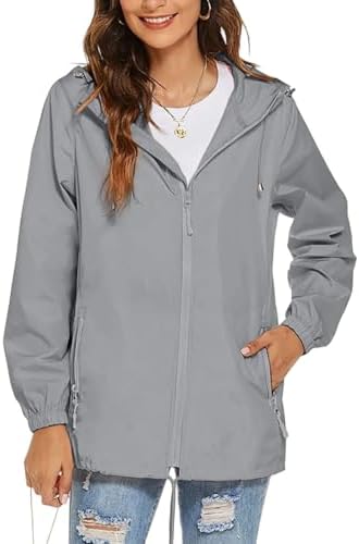 GOHRSHA Packable Rain Jacket Women Waterproof with Hood Lightweight Breathable Windbreaker Active Windproof Raincoat