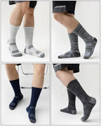 Mens Cotton Boot Crew Socks, 5 Pairs Full Cushion Socks Moisture-Wicking & Reinforced for Work Hiking Walking Outdoor