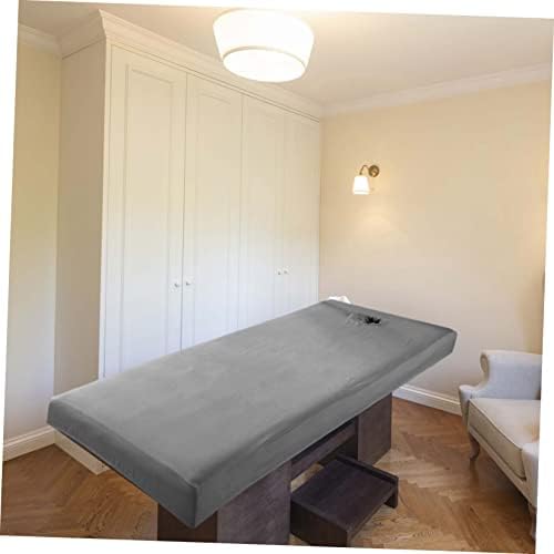 Professional Massage Bed Cover with Face Hole Washable Knitted Couch Sheet for Spas and Salons Comfortable Non- Design Grey Massage Supply