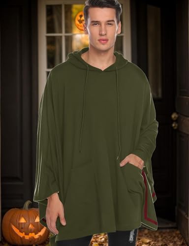 COOFANDY Unisex Casual Hooded Poncho Cape Cloak Fashion Coat Hoodie Pullover with Pocket