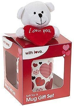 Mother's Day Gift Set with Heart Chocolates, Mug and Teddy Bear and Light Up Rose
