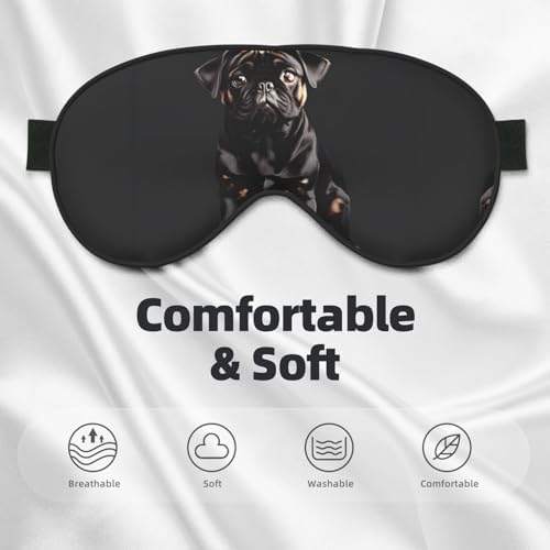 Cute Black Pug Dog-Standard-Scale-2_00x Print Block Out Light Eye Sleep Mask,Soft Breathable Eye Cover, for Sleeping Travel Home Nap
