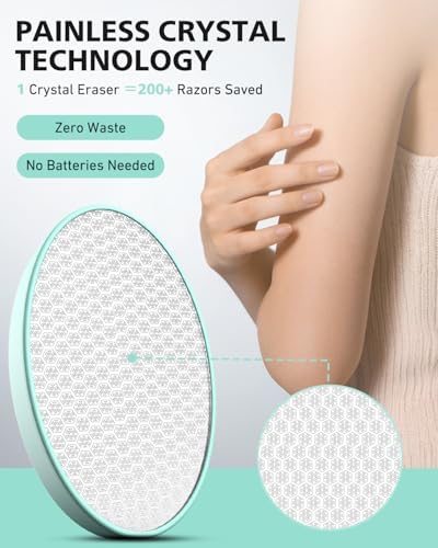 BALUCA Crystal Hair Eraser for Women and Men, Painless Glass Crystal Hair Removal Tool for Legs, Arms, Back, Reusable Exfoliating Hair Remover with Gentle Skin Smoothing, Green