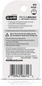 GUM Proxabrush Go-Betweens Refills - Wide - Compatible with GUM Permanent Handle - Reusable Interdental Brushes - Soft Bristled Dental Picks, 8 Count