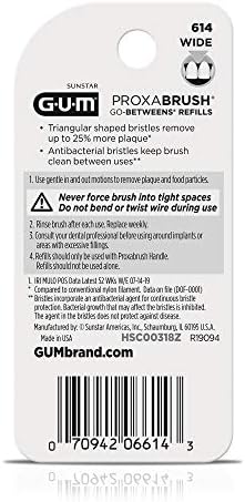 GUM Proxabrush Go-Betweens Refills - Wide - Compatible with GUM Permanent Handle - Reusable Interdental Brushes - Soft Bristled Dental Picks, 8 Count