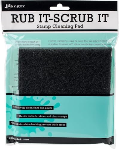 Ranger Ink Rub It Scrub it Pad and One 2 oz Bottle of Archival Ink Cleaner, Bundle of 2 Items