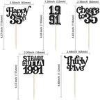 Gyufise 30Pcs Happy 35th Birthday Cupcake Toppers Glitter Thirty Five Straight Outta 1991 Cupcake Picks Cheers to 35 Fabulous Cake Decorations for Happy 35th Birthday Anniversary Party Supplies Black