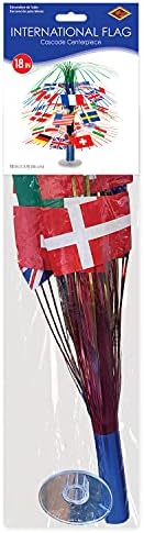 Beistle International World Flags Cascade Table Centerpiece Travel Theme Party Decorations , 18"