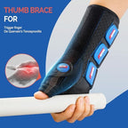 FEATOL Carpal Tunnel Wrist Brace Night Support, Thumb Spica Splint Right Hand for De Quervains Tenosynovitis, Tendonitis, Thumb Brace for Women Men, Black Blue, Large/XLarge