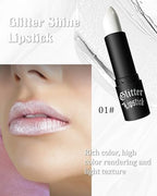 White Diamond Glitter Matte Lipstick, Gothic Shiny Lip Gloss, Sparkling High Pigment Longlasting Waterproof Smudgeproof Non-Stick Lipstick, Shimmer Lip Blam for Stage,Cosplay, Party Makeup-01