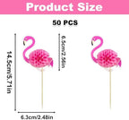 50PCS Flamingo Cupcake Toppers, 3D Pink Flamingo Cupcake Toppers, Tropica Themed Toothpicks Decorations for Baby Shower Summer Party Wedding Birthday Party Cake Decorations