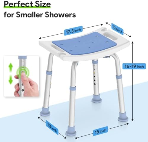 Delog Shower Chair for Inside Shower, Tool-Free Assembly Height Adjustable Shower Bench for Seniors, Elderly, Disabled, Handicap and Injured, Shower Stool 300lbs, FSA/HSA Eligible