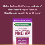 Nature’s Bounty Optimal Solutions Advanced Menopause Relief, Menopause Supplement for Women featuring Siberian Rhubarb, Hotflash Relief, No added Hormones, Drug-Free, 30 Tablets, 30 Total Servings