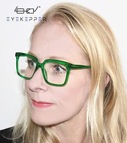 Eyekepper Square Reading Glasses for Women Large Frame Readers
