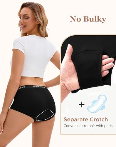 INNERSY Women's Period Boxers Underwear Leak Proof Menstrual Boy Shorts Panties 3-Pack