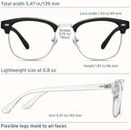 CCVOO 3 Pack Reading Glasses Blue Light Blocking, Retro Semi Rimless Readers for Men Women, Round Eyewear Filter UV400