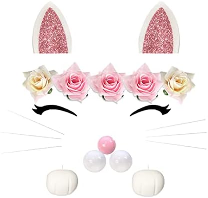 Cat Cake Topper with Ear Foot Flowers Eye Nose Whiskers for Kitty Cat Baby Shower