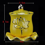 Houlu 1pc Ceramic Altar Cup, Holy Water Offering Cup, Tibetan Buddhist Worship Cup - Yellow