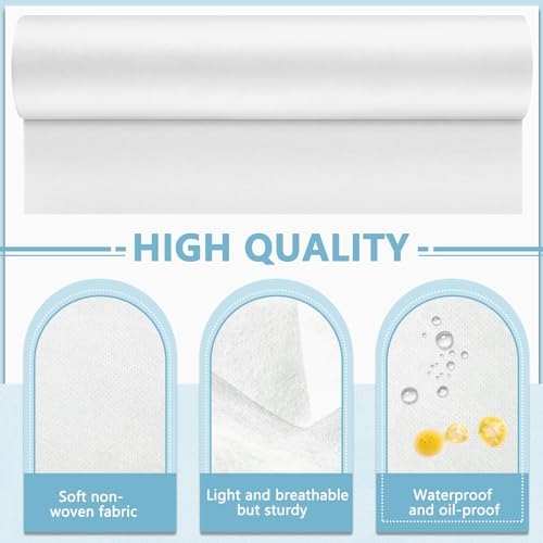 Tudomro 10 Rolls Disposable Non Woven Bed Sheets Massage Table Paper Covers Non Woven Fabric Massage Sheets Waterproof Spa Breathable Bed Cover for Beauty Salon (White)