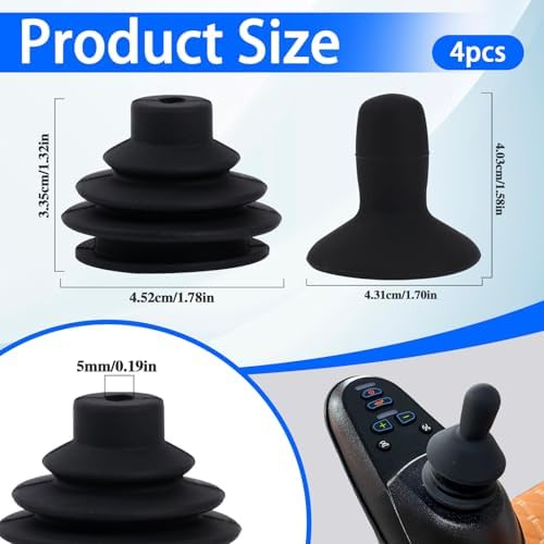 4 Pcs Wheelchair Joystick Button Cap Joystick Controller Knob and Gaiter Black Wheelchair Accessories Joysticks Button Cover Power Chair Parts for Electric Mobility Scooter Electric Drive