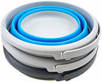SAMMART 5.5L (1.4 Gallon) Collapsible Plastic Bucket - Foldable Round Tub - Portable Fishing Water Pail - Space Saving Outdoor Waterpot (Sky Blue + Flamingo + Grass Green (Set of 3))