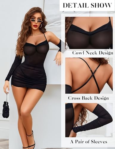Avidlove Lingerie for Women Sheer Mesh Lingerie Dress Club Outfits Backless Babydoll Chemise
