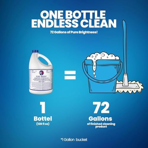 (6 Gallons) - Liquid Chlorine Bleach, for Laundry, Household and Commercial Cleaning, 1 Gallon Jugs
