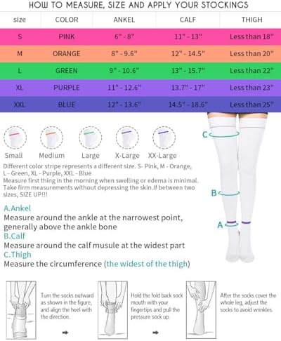 T.E.D. Anti Embolism Stockings Thigh High Knee High for Women Men, 15-20 mmHg Compression TED Hose with Inspect Toe Hole