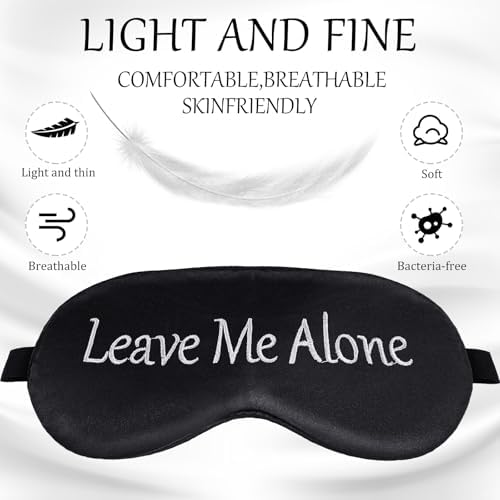 Geyoga 4 Pieces Funny Eye Mask for Sleep Soft Satin Eye Mask Blackout Blindfold with Adjustable Strap Silk Cover Out Lights for Women Men Travel, Nap, Meditation (Black, Light Blue, Pink, Gold)