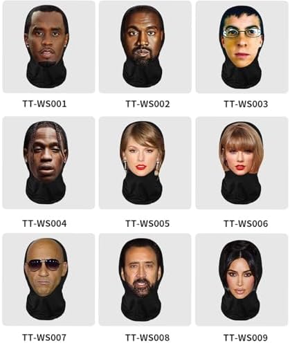 Celebrity Avatar Mask, Parody Rapper Hooded Face Covering，Funny Headgear Cosplay Props Costume Adult