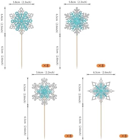 Rsstarxi 24 Pack Snowflake Cupcake Toppers Glitter Silver Blue Winter Wonderland Cupcake Picks Double Layers Snowflake Cake Decorations for Winter Theme Baby Shower Birthday Party Decorations