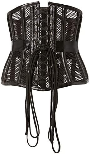 Daisy corsets Women's Fishnet & Faux Leather Steel Boned Underbust Corset