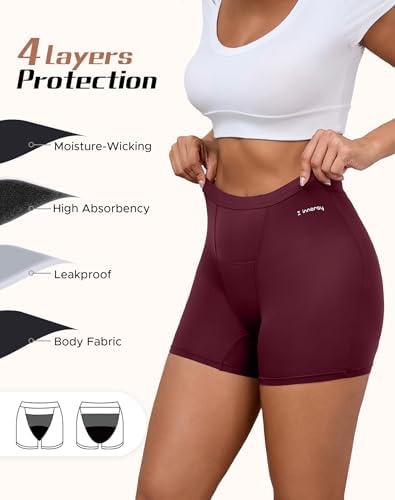 INNERSY Period Boxer for Women High Waisted Leak Proof Postpartm Menstrual Mesh BoyShorts Panties Underwear 3-Pack