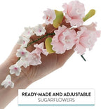 Sugar Blossom Cake Spray – Gumpaste Flowers for Cake Decorating – Soft Pink Cherry Blossoms with Green Leaves – 1 Count by Chef Alan Tetreault