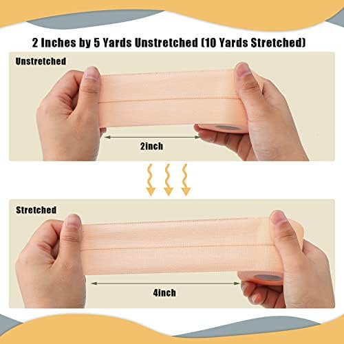 4 Rolls Elastic Tape Adhesive Elastic Tape Self Adhesive Bandage Wrap Flexible Stretch Bandages for Sports Ankle, Knee and Wrist Animal Pets, 5 Yard