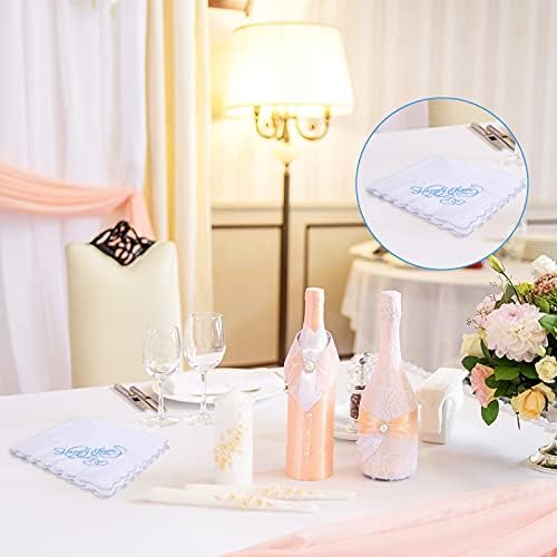 Embroidered Wedding Handkerchiefs Happy Tears Handkerchiefs with Scallop Lace Edges for Wedding Day Bride