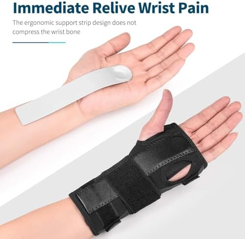 Wrist Splint for Carpal-Tunnel Syndrome, Adjustable Compression Wrist Brace for Right and Left Hand, Pain Relief for Arthritis, Tendonitis, Sprains