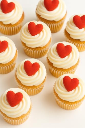 Oasis Supply Edible Red Heart Sugar Decorations, 3/4" | Hand-Painted Cupcake & Cake Toppers | Valentine’s Day & Mother’s Day Treats | Gluten-Free, Nut-Free, Dairy-Free | 18 Count