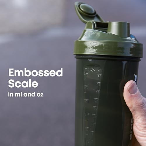 Smartshake O2GO ONE Plastic Protein Shaker Bottle 800 ml | 27 oz - Leakproof Screw-on Lid - BPA Free – Unisex - Mist Gray