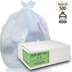 Aluf Plastics 20-30 Gallon Trash Bags - (Commercial 500 Pack) - Source Reduction Series Value High Density 10 Micron Gauge (equiv) - Intended for Home, Office, Bathroom, Paper, Styrofoam,Clear