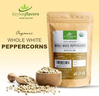 Organic Premium Grade White Peppercorn. Natural Super food enriched with aroma & flavors for cooking and barbeque, 3.5 oz / 100 g