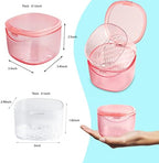 Uouovo 2022 Upgraded Denture Bath Box Cup, Retainer Cleaning Box, Complete Clean Care for Dentures, Denture Case - Second Generation (transparent pink)