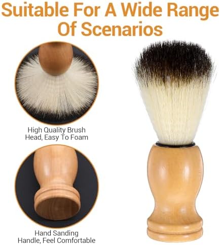 12 Pcs Wood Handled Hair Shaving Brush Professional Salon Tools Beard Grooming Tool for Men Shave Accessory