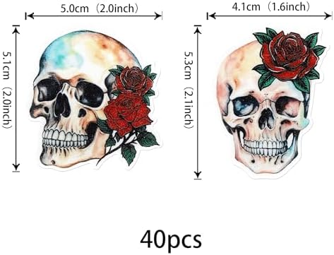 40 Pack Edible Halloween Skull Cupcake Toppers Wafer Paper Skull Cake Decorations for Horror Theme Baby Shower Birthday Halloween Party Cake Decorations
