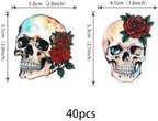 40 Pack Edible Halloween Skull Cupcake Toppers Wafer Paper Skull Cake Decorations for Horror Theme Baby Shower Birthday Halloween Party Cake Decorations