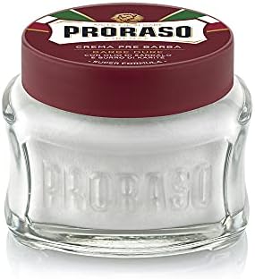 Proraso Pre Shave Conditioning Cream - Sandalwood Oil & Shea Butter - Moisturizing & Nourishing for Coarse or Hard Beards - Premium Italian Pre Shave Cream - 3.6oz