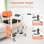 Patient Lift Transfer Chair for Home, 440lbs Capacity, 4 in 1 Patient Lift Transfer Chair with 180° Split Seat, Upgraded Rod for Height Adjustable, for Elderly Transfer to Bed/Toilet (Orange)